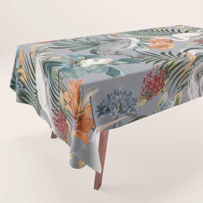 Floral and Birds Vintage Garden II Tablecloth Gallery Image 1