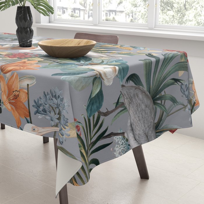 Floral and Birds Vintage Garden II Tablecloth Gallery Image 3