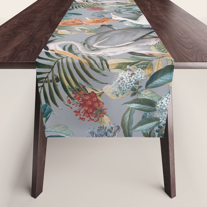 Floral and Birds Vintage Garden II Table Runner Gallery Image 1