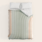 Abstract Retro Double Spring Rainbow - Pastel sage green and Peach fuzz Duvet Cover Gallery Image 6