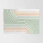 Abstract Retro Double Spring Rainbow - Pastel sage green and Peach fuzz Rug Gallery Image 2