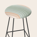 Abstract Retro Double Spring Rainbow - Pastel sage green and Peach fuzz Stool Gallery Image 2