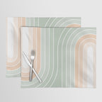 Abstract Retro Double Spring Rainbow - Pastel sage green and Peach fuzz Placemat Gallery Image 1