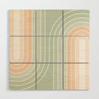 Abstract Retro Double Spring Rainbow - Pastel sage green and Peach fuzz Wood Wall Art Gallery Image 1