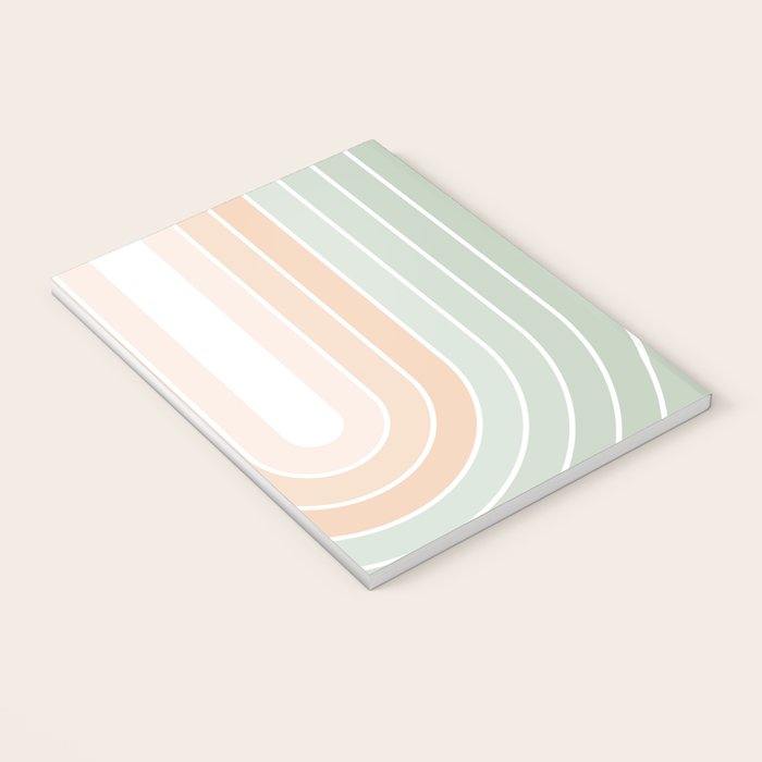 Abstract Retro Double Spring Rainbow - Pastel sage green and Peach fuzz Notebook Gallery Image 3