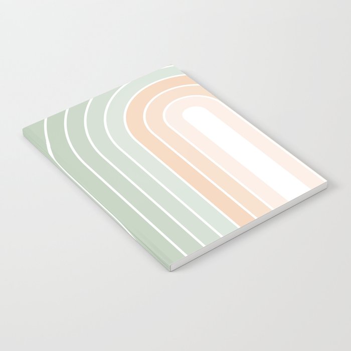 Abstract Retro Double Spring Rainbow - Pastel sage green and Peach fuzz Notebook Gallery Image 2
