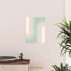 Abstract Retro Double Spring Rainbow - Pastel sage green and Peach fuzz Poster Gallery Image 2