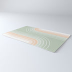 Abstract Retro Double Spring Rainbow - Pastel sage green and Peach fuzz Rug Gallery Image 3