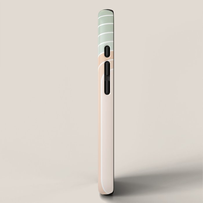 Abstract Retro Double Spring Rainbow - Pastel sage green and Peach fuzz iPhone Case Gallery Image 2