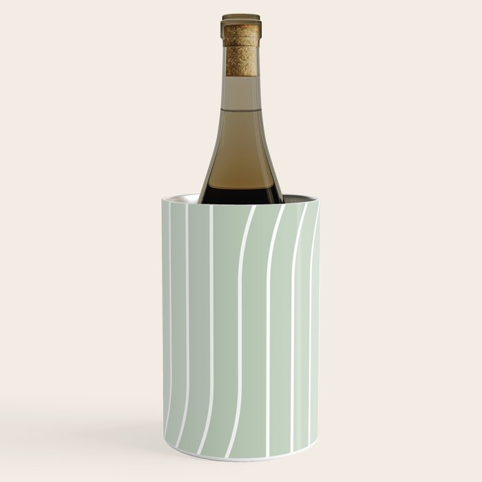 Abstract Retro Double Spring Rainbow - Pastel sage green and Peach fuzz Wine Chiller Gallery Image 1