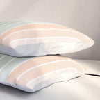 Abstract Retro Double Spring Rainbow - Pastel sage green and Peach fuzz Pillow Sham Gallery Image 3