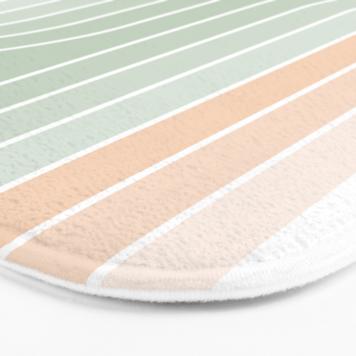 Abstract Retro Double Spring Rainbow - Pastel sage green and Peach fuzz Bath Mat Gallery Image 3