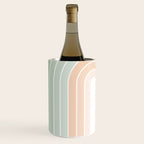 Abstract Retro Double Spring Rainbow - Pastel sage green and Peach fuzz Wine Chiller Gallery Image 3