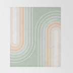 Abstract Retro Double Spring Rainbow - Pastel sage green and Peach fuzz Throw Blanket Gallery Image 2