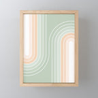 Abstract Retro Double Spring Rainbow - Pastel sage green and Peach fuzz Mini Art Print Gallery Image 1