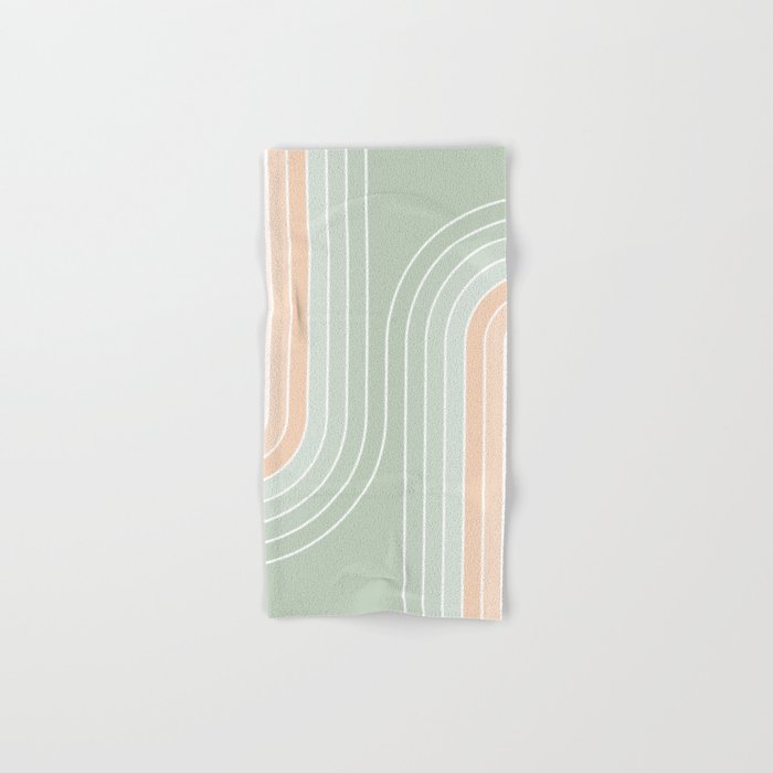 Abstract Retro Double Spring Rainbow - Pastel sage green and Peach fuzz Bath Towel Gallery Image 1