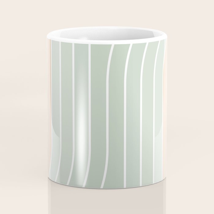 Abstract Retro Double Spring Rainbow - Pastel sage green and Peach fuzz Coffee Mug Gallery Image 4