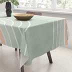 Abstract Retro Double Spring Rainbow - Pastel sage green and Peach fuzz Tablecloth Gallery Image 3