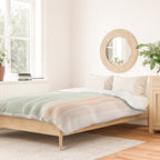 Abstract Retro Double Spring Rainbow - Pastel sage green and Peach fuzz Duvet Cover Gallery Image 2