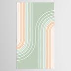 Abstract Retro Double Spring Rainbow - Pastel sage green and Peach fuzz Tablecloth Gallery Image 2