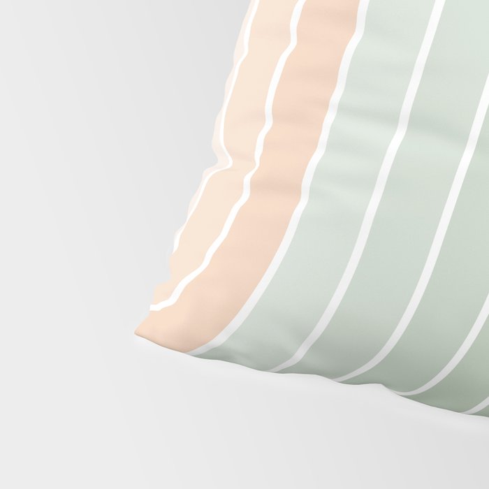 Abstract Retro Double Spring Rainbow - Pastel sage green and Peach fuzz Pillow Sham Gallery Image 4
