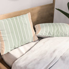 Abstract Retro Double Spring Rainbow - Pastel sage green and Peach fuzz Pillow Sham Gallery Image 2