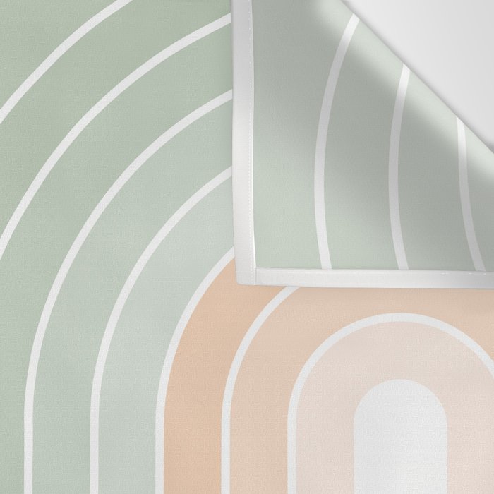 Abstract Retro Double Spring Rainbow - Pastel sage green and Peach fuzz Wall Tapestry Gallery Image 3