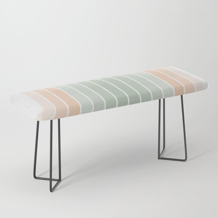 Abstract Retro Double Spring Rainbow - Pastel sage green and Peach fuzz Bench Gallery Image 1