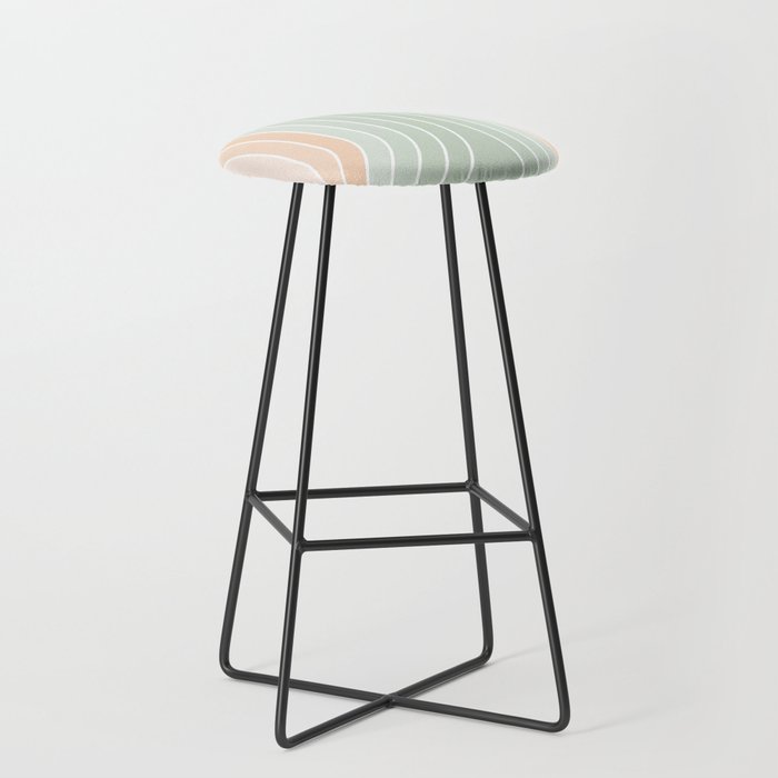 Abstract Retro Double Spring Rainbow - Pastel sage green and Peach fuzz Stool Gallery Image 1