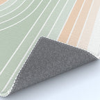 Abstract Retro Double Spring Rainbow - Pastel sage green and Peach fuzz Rug Gallery Image 4