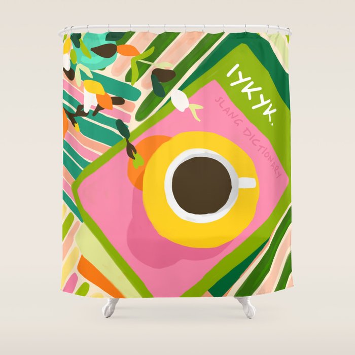 IYKYK, If You Know You Know, Typography Tea American Slang Quote Quirky, English Language Communication Millennials Whimsical Fun, Eclectic Bohemian Contemporary Painting Words Attitude Shower Curtain Gallery Image 1