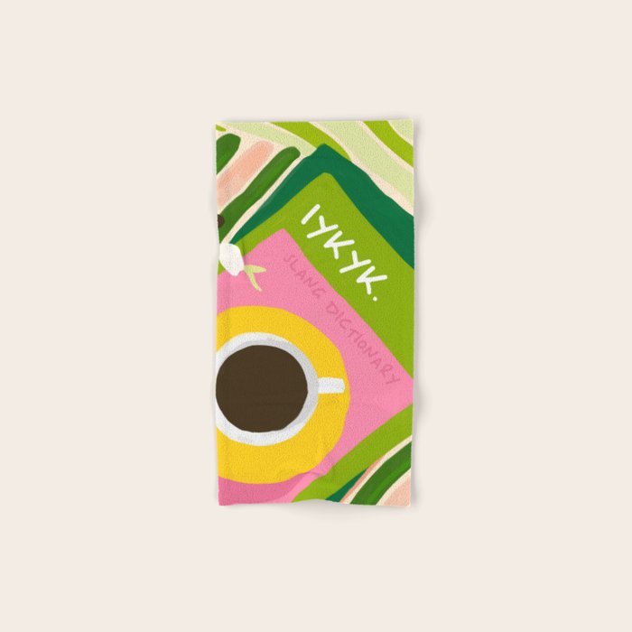 IYKYK, If You Know You Know, Typography Tea American Slang Quote Quirky, English Language Communication Millennials Whimsical Fun, Eclectic Bohemian Contemporary Painting Words Attitude Bath Towel Gallery Image 1