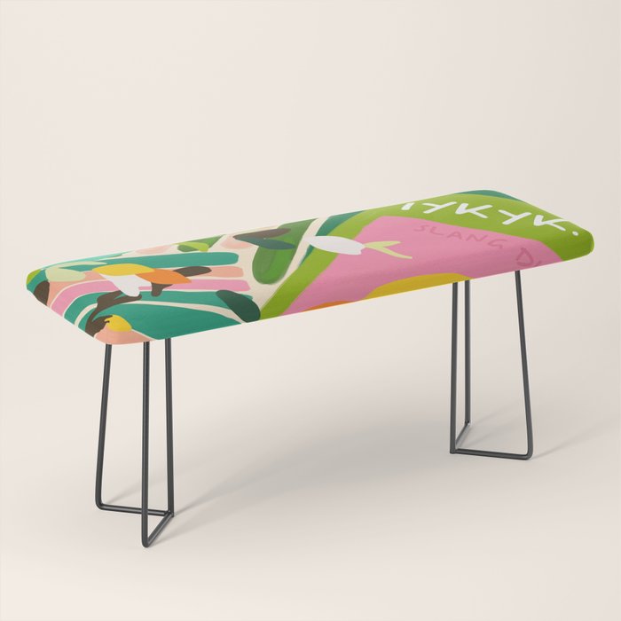 IYKYK, If You Know You Know, Typography Tea American Slang Quote Quirky, English Language Communication Millennials Whimsical Fun, Eclectic Bohemian Contemporary Painting Words Attitude Bench Gallery Image 1