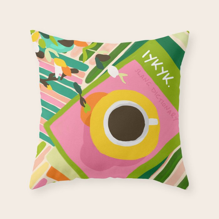 IYKYK, If You Know You Know, Typography Tea American Slang Quote Quirky, English Language Communication Millennials Whimsical Fun, Eclectic Bohemian Contemporary Painting Words Attitude Throw Pillow Gallery Image 6