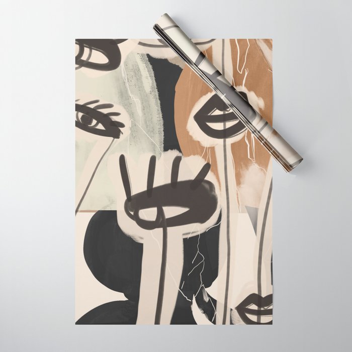 Modern Abstract Art Face 24 Wrapping Paper Gallery Image 1