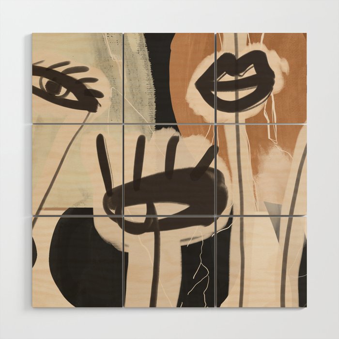 Modern Abstract Art Face 24 Wood Wall Art Gallery Image 1