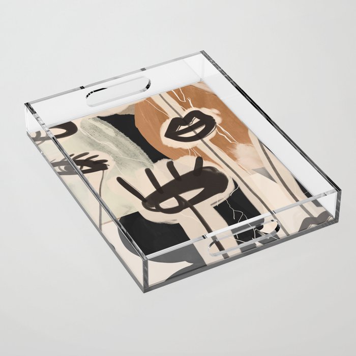 Modern Abstract Art Face 24 Acrylic Tray Gallery Image 1