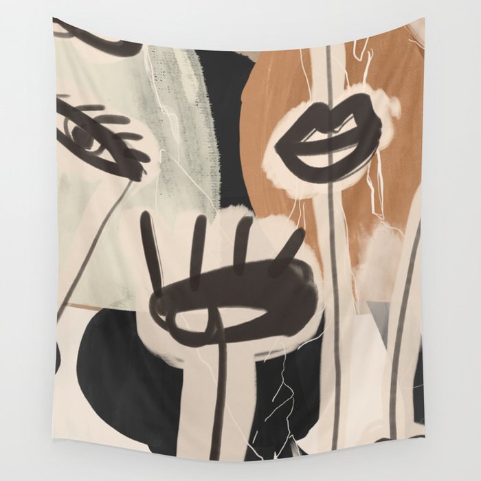 Modern Abstract Art Face 24 Wall Tapestry Gallery Image 4