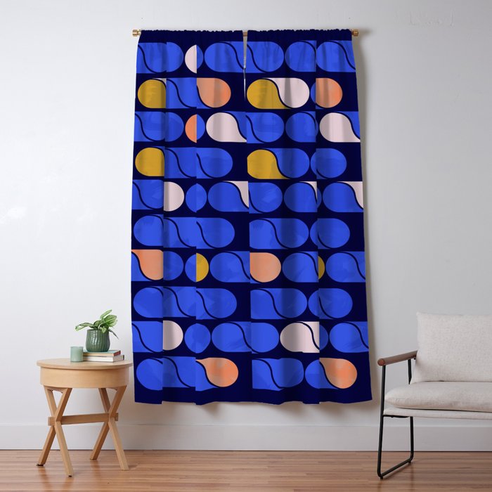 Blue modern pattern Window Curtain Gallery Image 5