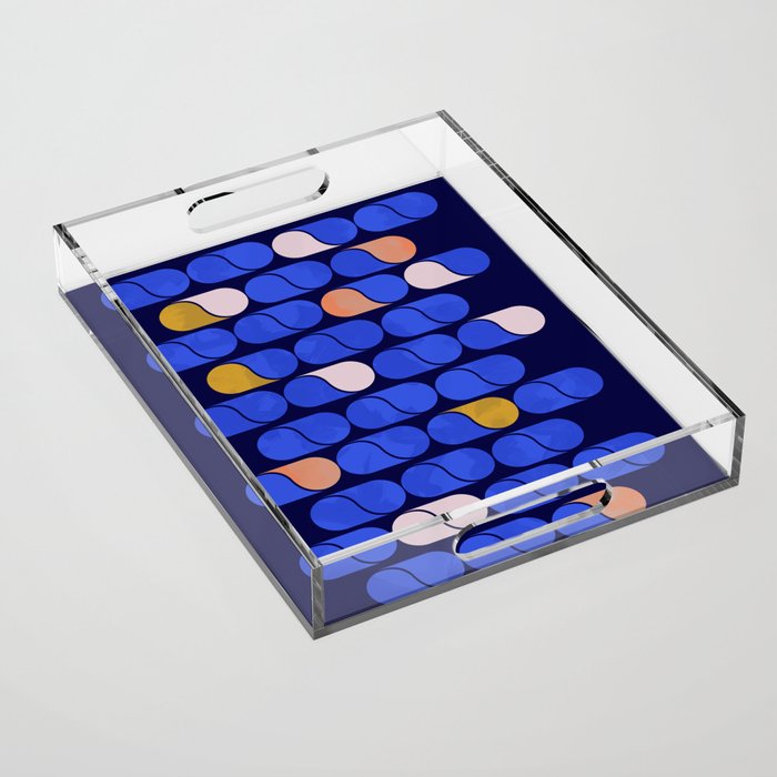 Blue modern pattern Acrylic Tray Gallery Image 1