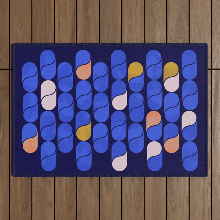 Blue modern pattern Outdoor Rug Gallery Image 1