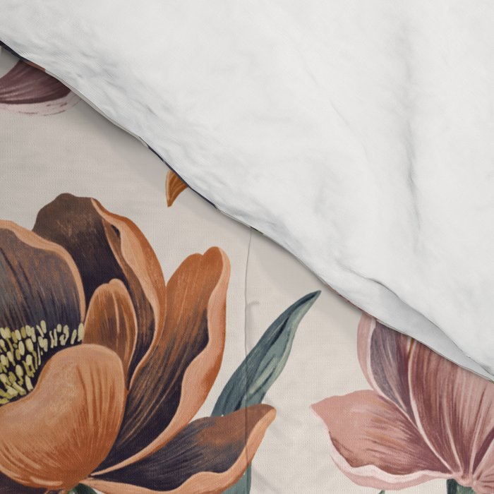 Hand Painted Peony Florals Comforter Gallery Image 4