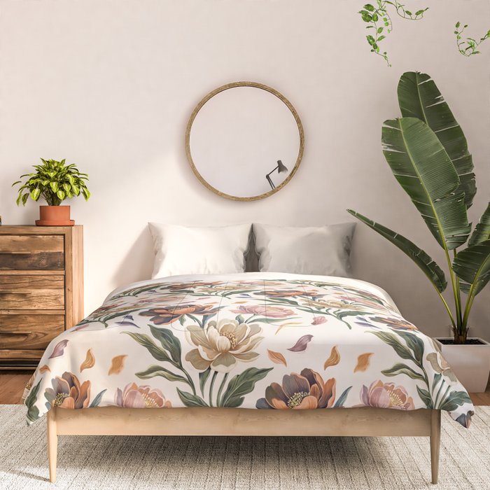 Hand Painted Peony Florals Comforter Gallery Image 3