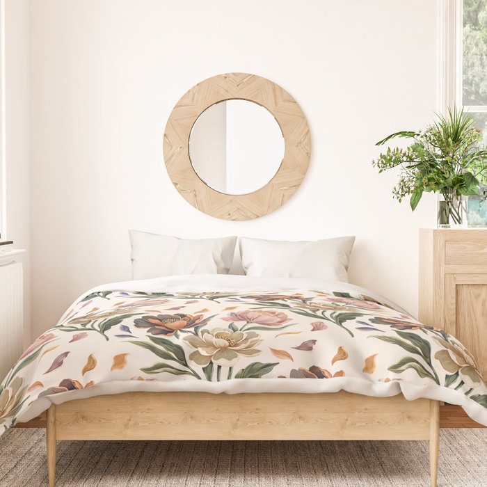 Hand Painted Peony Florals Duvet Cover Gallery Image 3