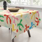 Festive Coquette Bow Pattern on Cream Tablecloth Gallery Image 3