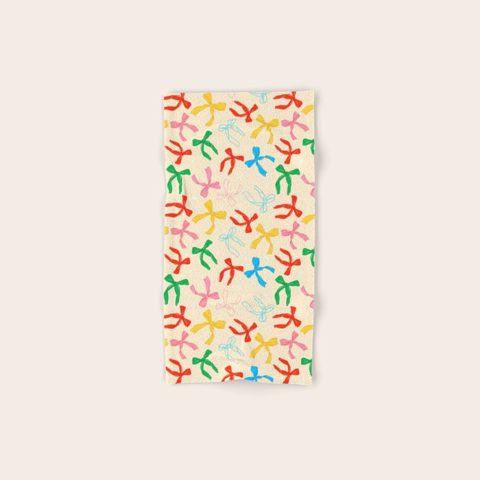 Festive Coquette Bow Pattern on Cream Bath Towel Gallery Image 1