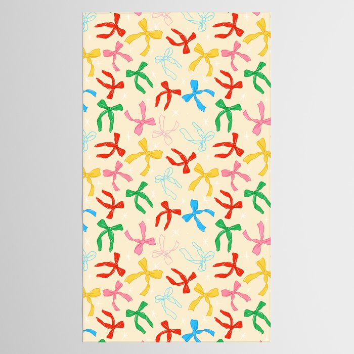 Festive Coquette Bow Pattern on Cream Tablecloth Gallery Image 2