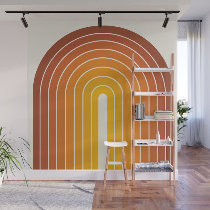 Gradient Arch IX Retro Orange Mid Century Modern Rainbow Wall Mural Gallery Image 1