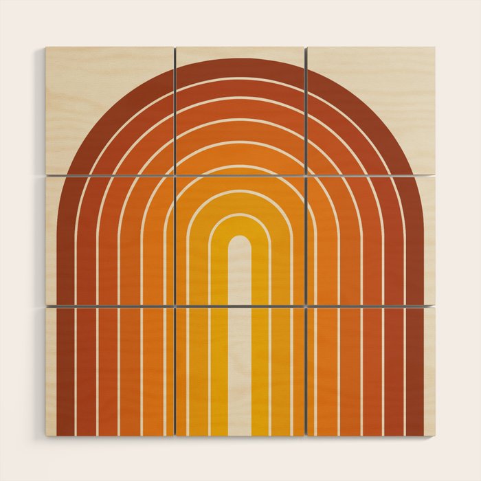 Gradient Arch IX Retro Orange Mid Century Modern Rainbow Wood Wall Art Gallery Image 1