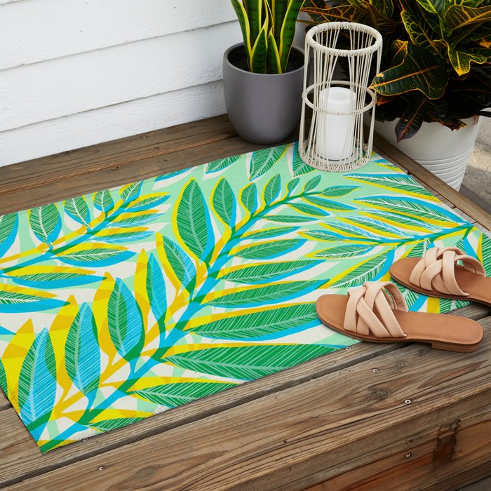 Colorful Tropical Pop Vines Outdoor Rug Gallery Image 2